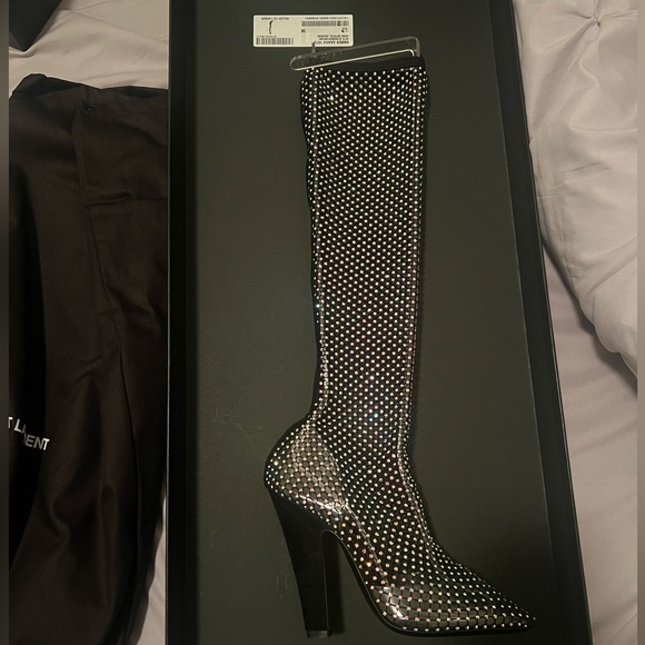 Saint Laurent YSL 68 BOOTS IN MESH W/ STRASS || CRYSTAL Embellished *SIZE 38 - Picture 16 of 16